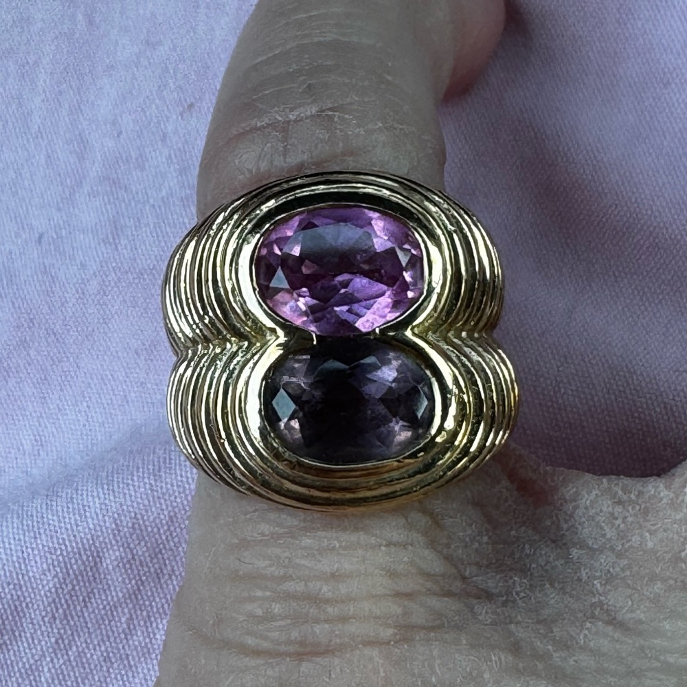 926 stamped gold and gem stone ring size 5